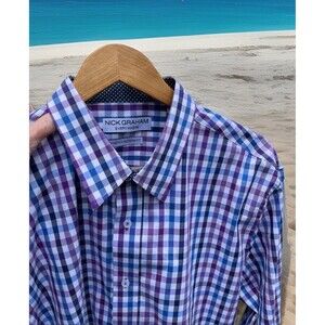 Nick Graham Everywhere Shirt Flip Cuff Men XL 17-17.5 34-35 Stretch Modern Fit